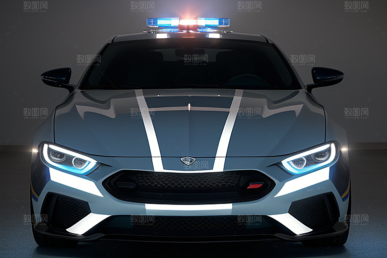 浅灰色警车的真实呈现