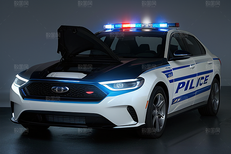 浅灰色警车的真实呈现