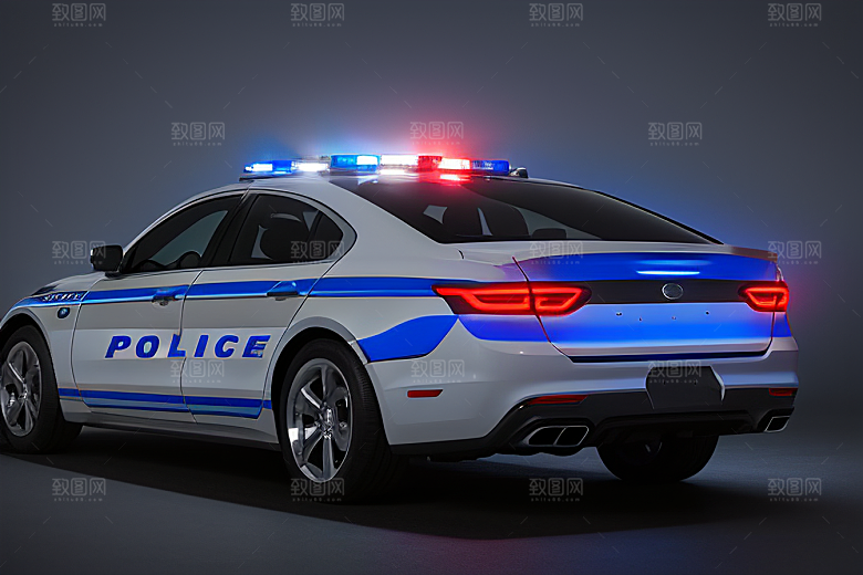 浅灰色警车的真实呈现