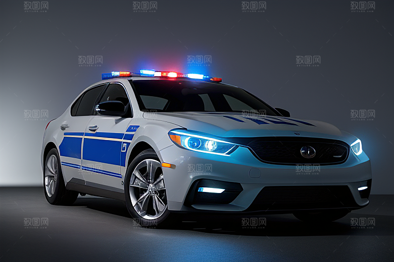 浅灰色警车的真实呈现