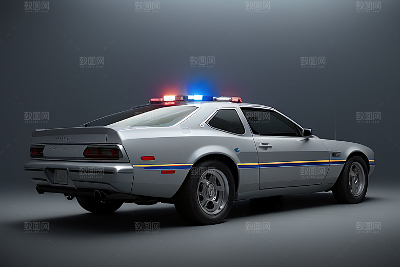 蓝色警车在逆光视角下的魅力
