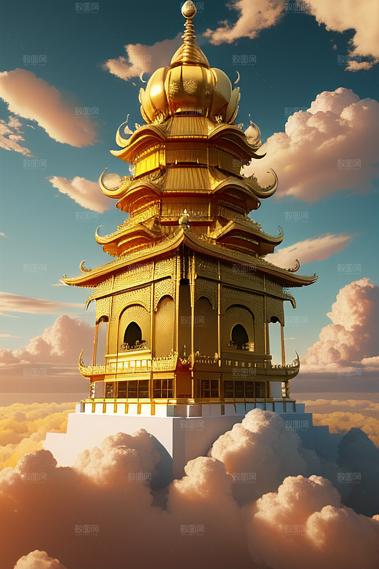 金龙翱翔超逼真高清下的黄金仙境