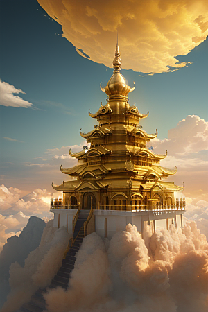 金龙翱翔超逼真高清下的黄金仙境