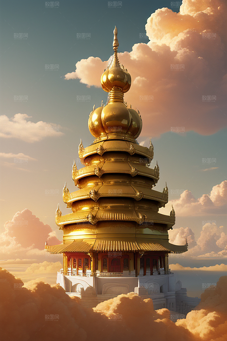 黄金云海超高清下的金龙宫殿