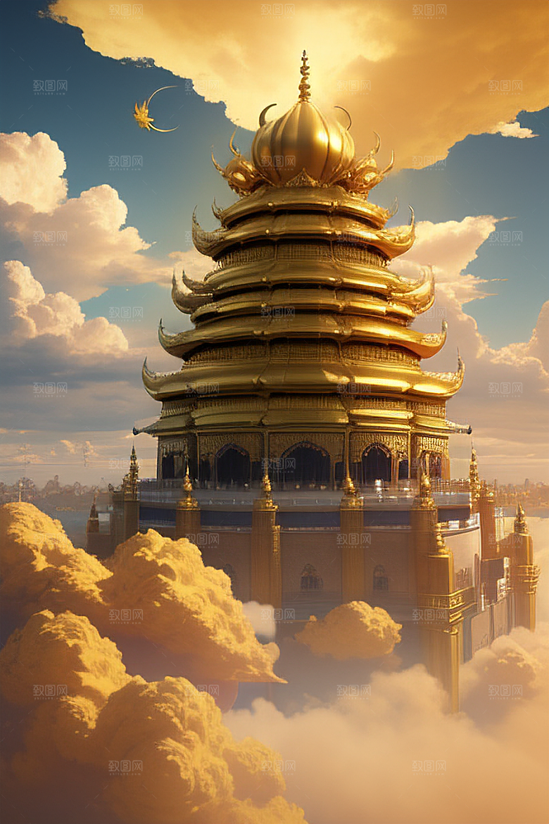 黄金云海超高清下的金龙宫殿