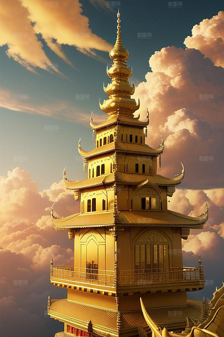 黄金云海超高清下的金龙宫殿