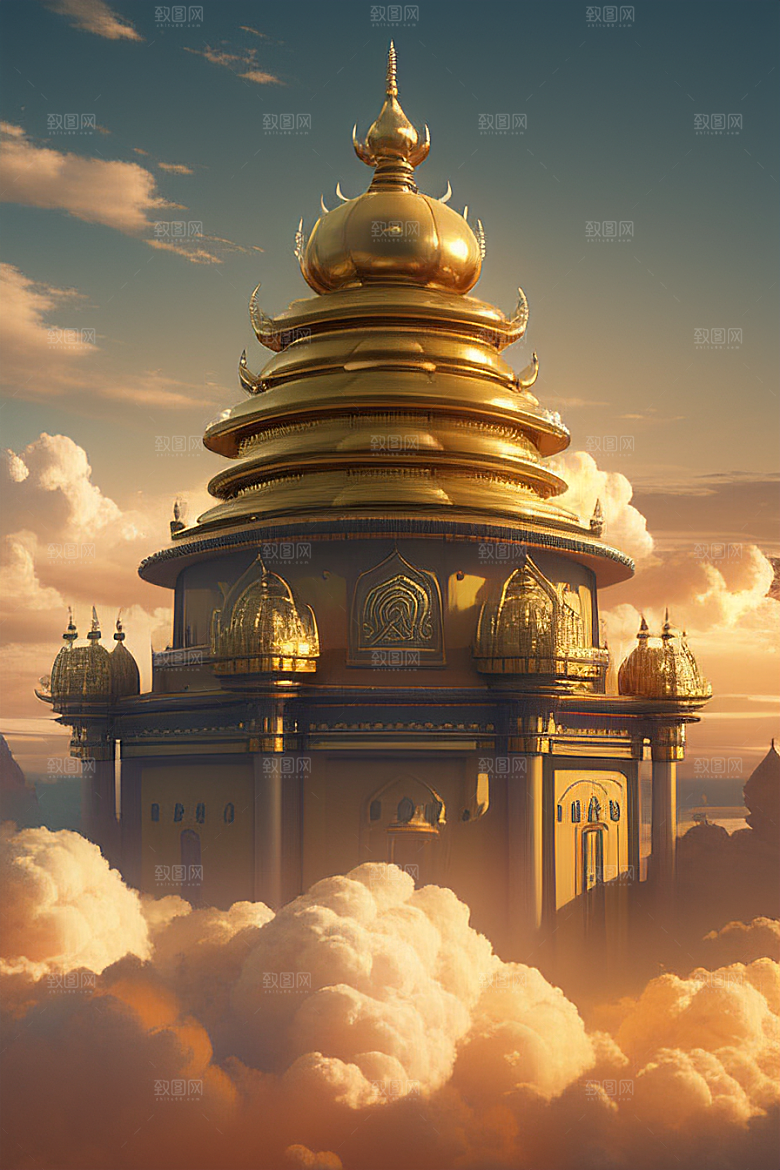 黄金云海超高清下的金龙宫殿