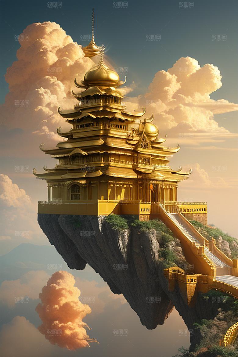 黄金云海超高清下的金龙宫殿