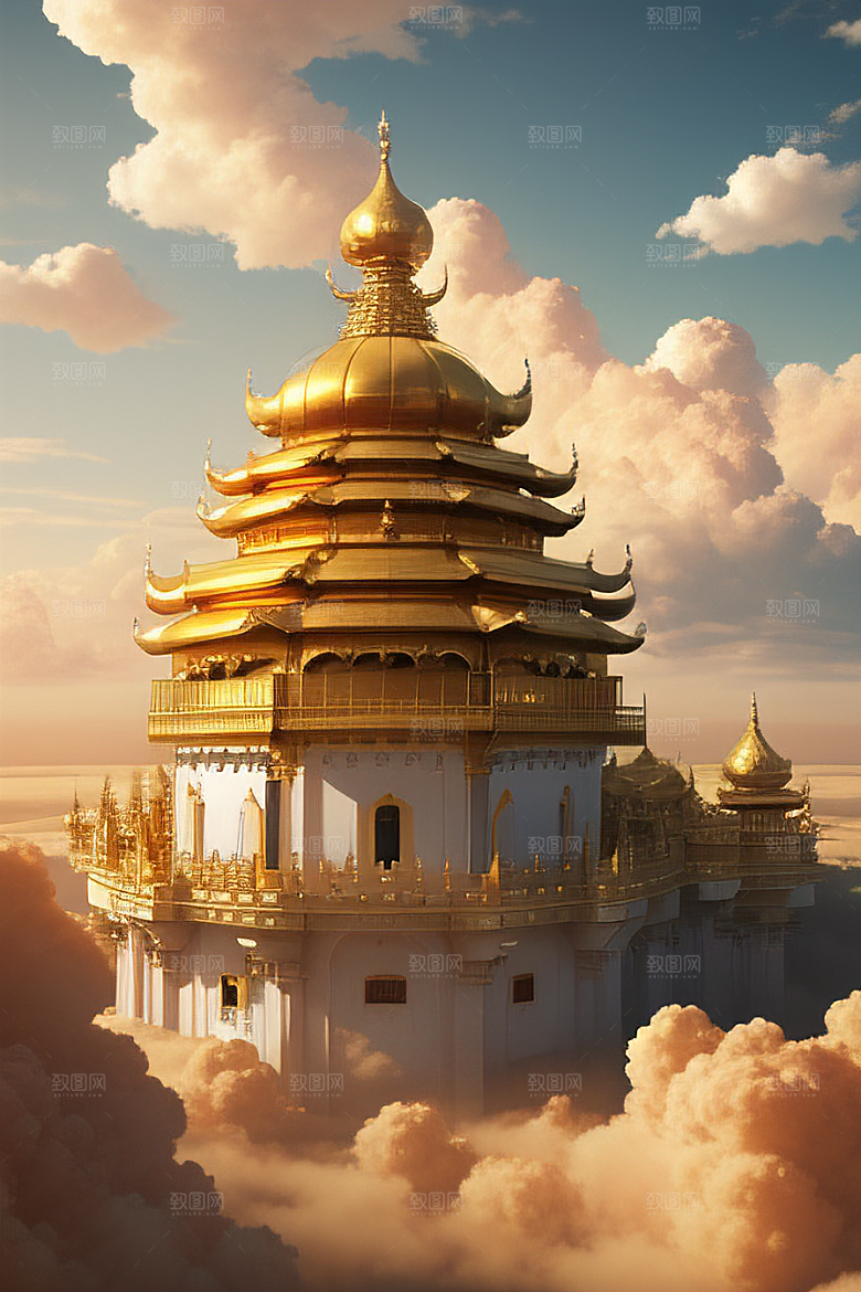 黄金云海超高清下的金龙宫殿