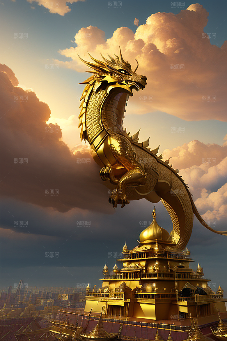黄金云海超高清下的金龙宫殿