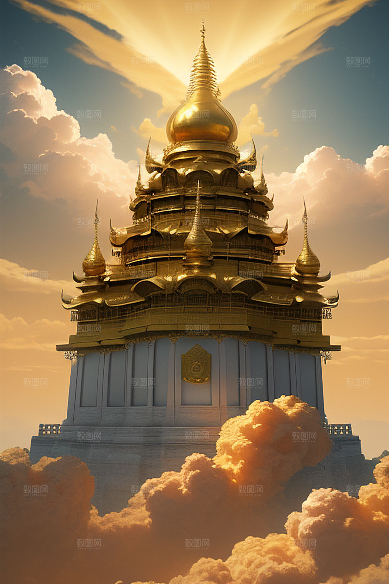 黄金云海超高清下的金龙宫殿