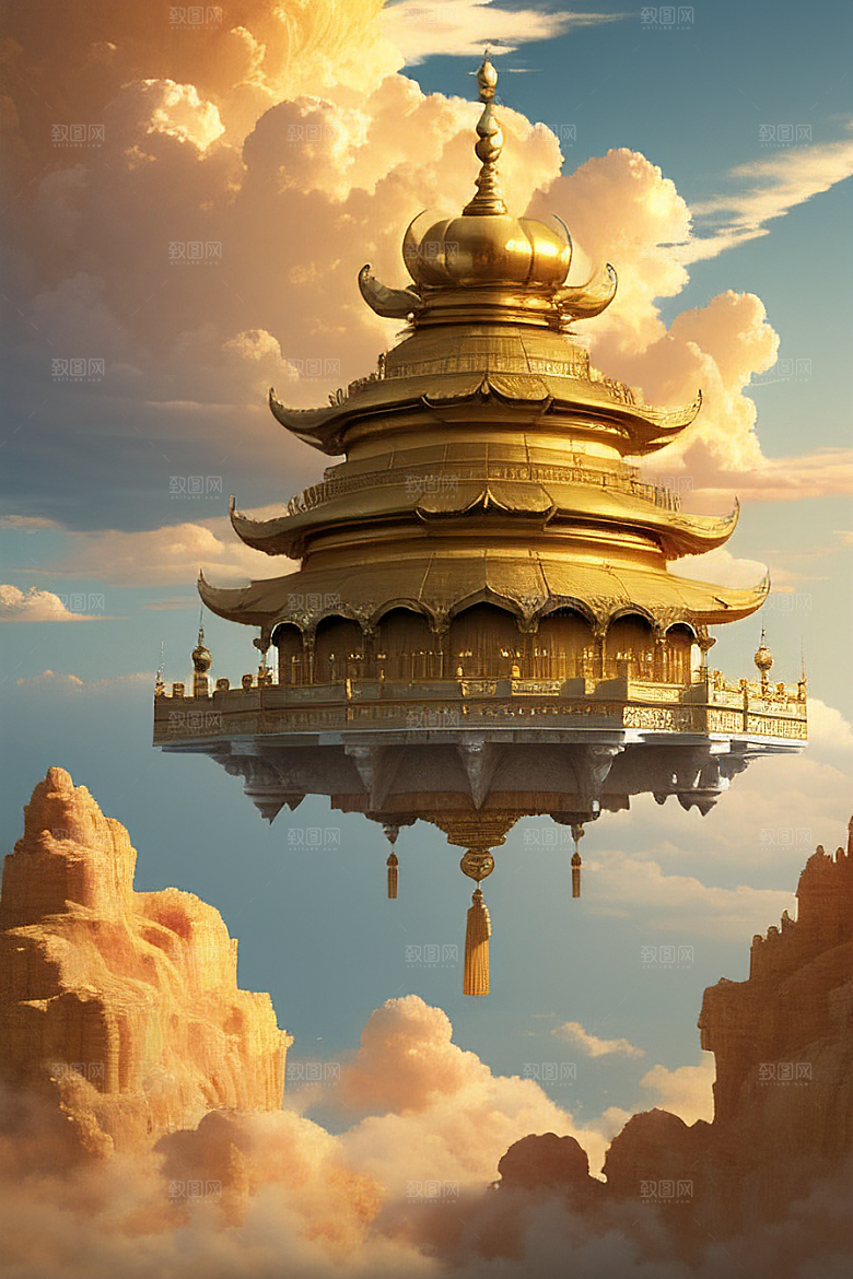 黄金云海超高清下的金龙宫殿