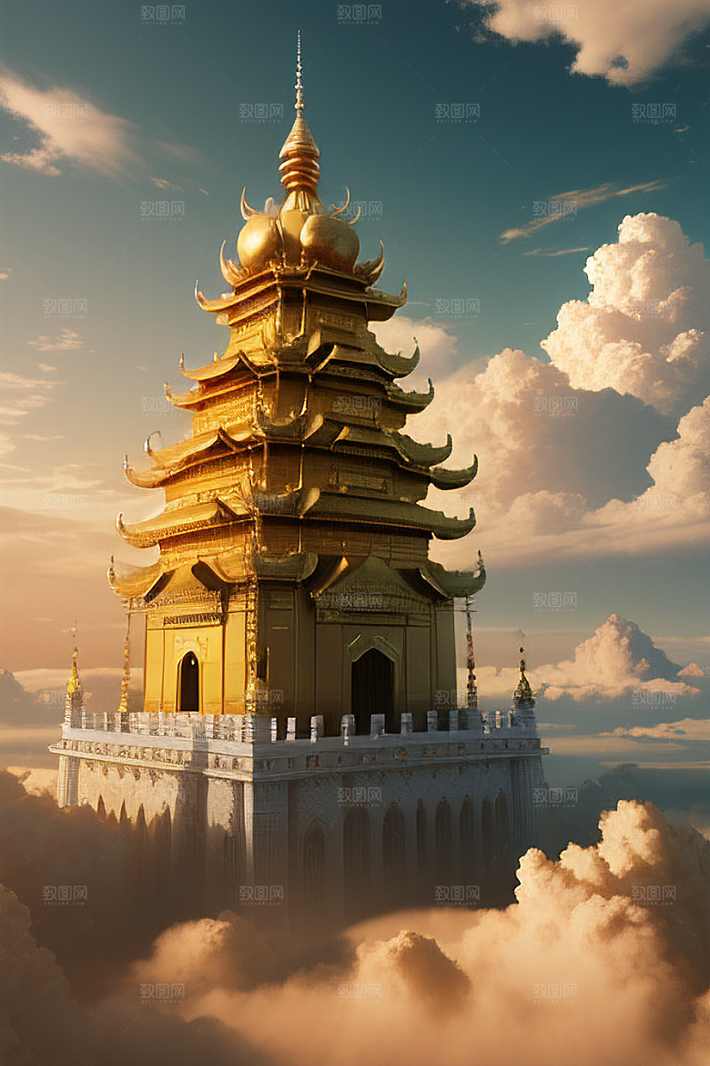 黄金云海超高清下的金龙宫殿
