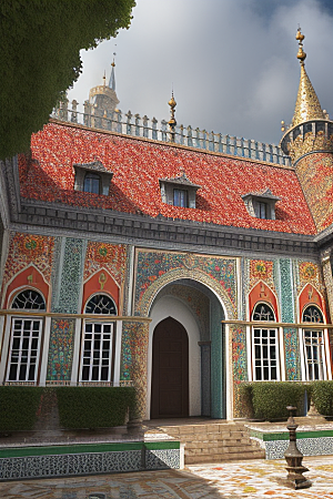 多彩瓷砖宫殿童话般的奇幻