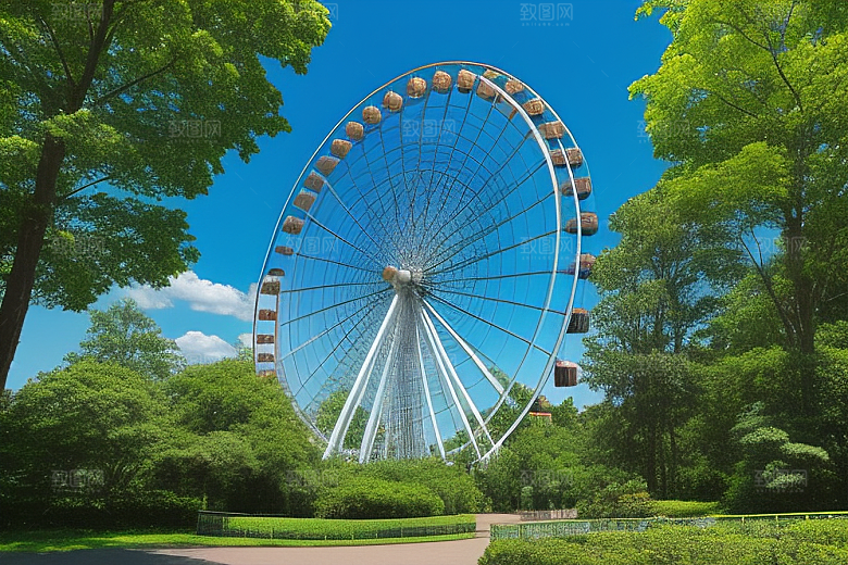 天空摩天轮与大树的诗篇