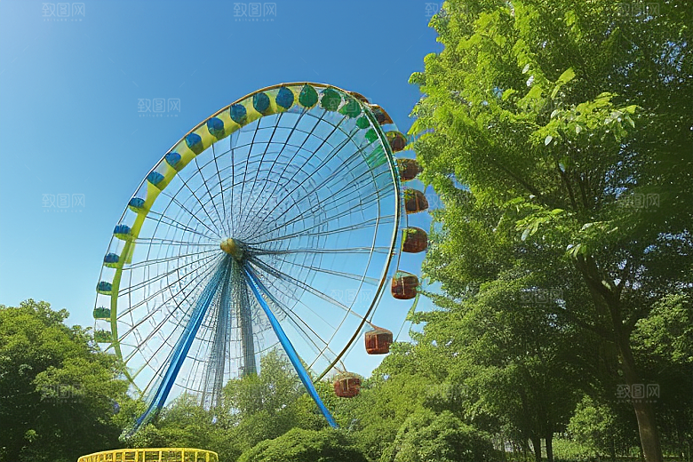 天空摩天轮与大树的诗篇