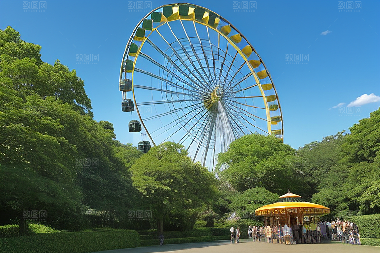 天空摩天轮与大树的诗篇
