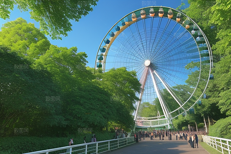 天空摩天轮与大树的诗篇