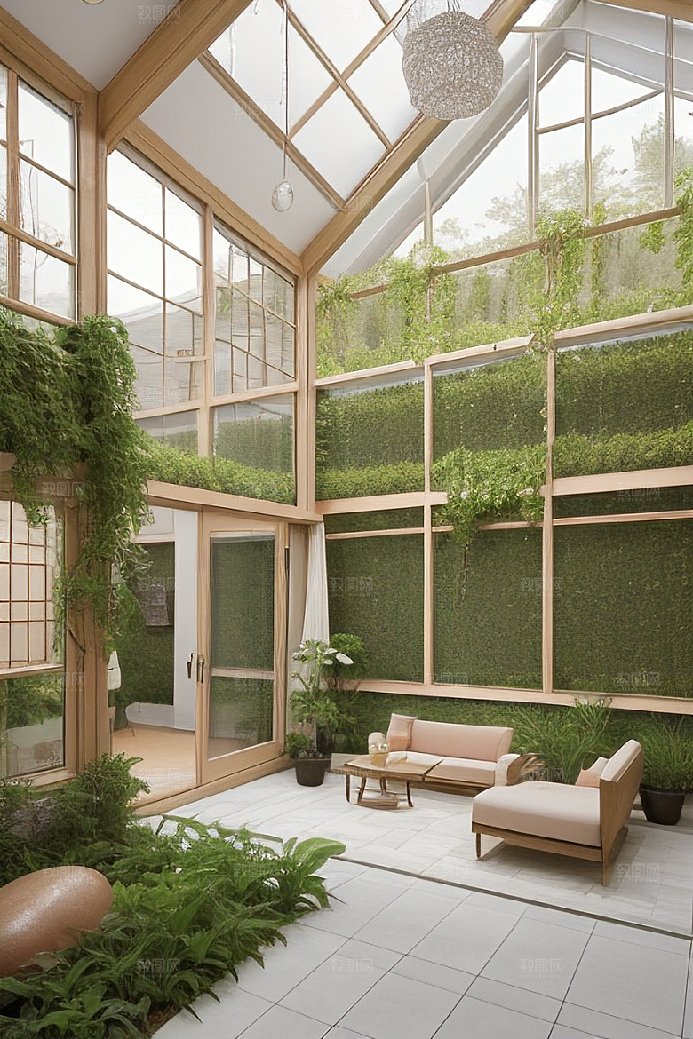 卧室花园绿意盎然的休闲空间设计