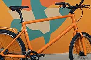 逆光视角下的橘色自行车