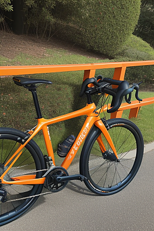 橘色自行车在逆光视角下的魅力
