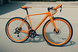 自行车在逆光视角下的橘色魅力