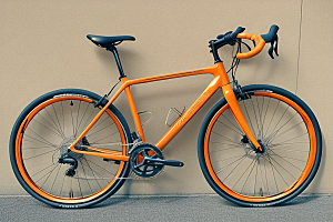 橘红色自行车的真实描绘