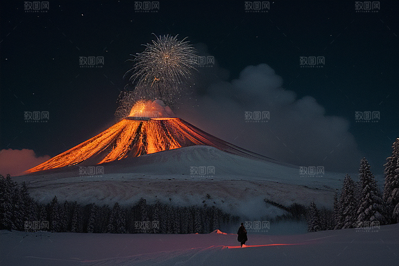 冰与火的交响曲雪山喷发的魅力