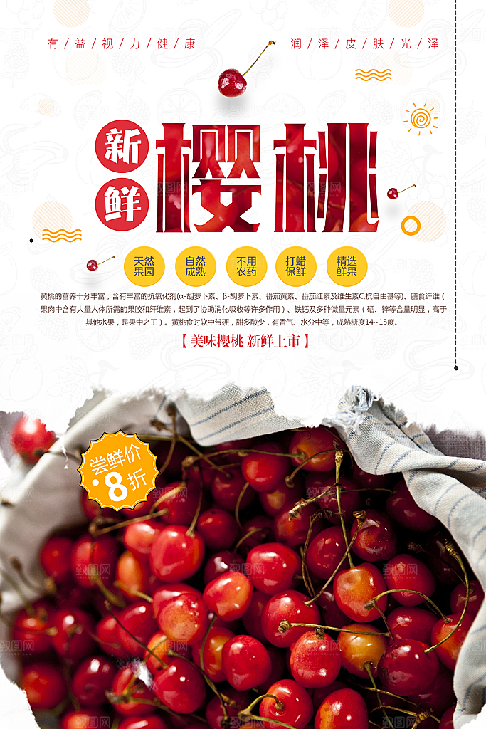 新鲜水果樱桃海报