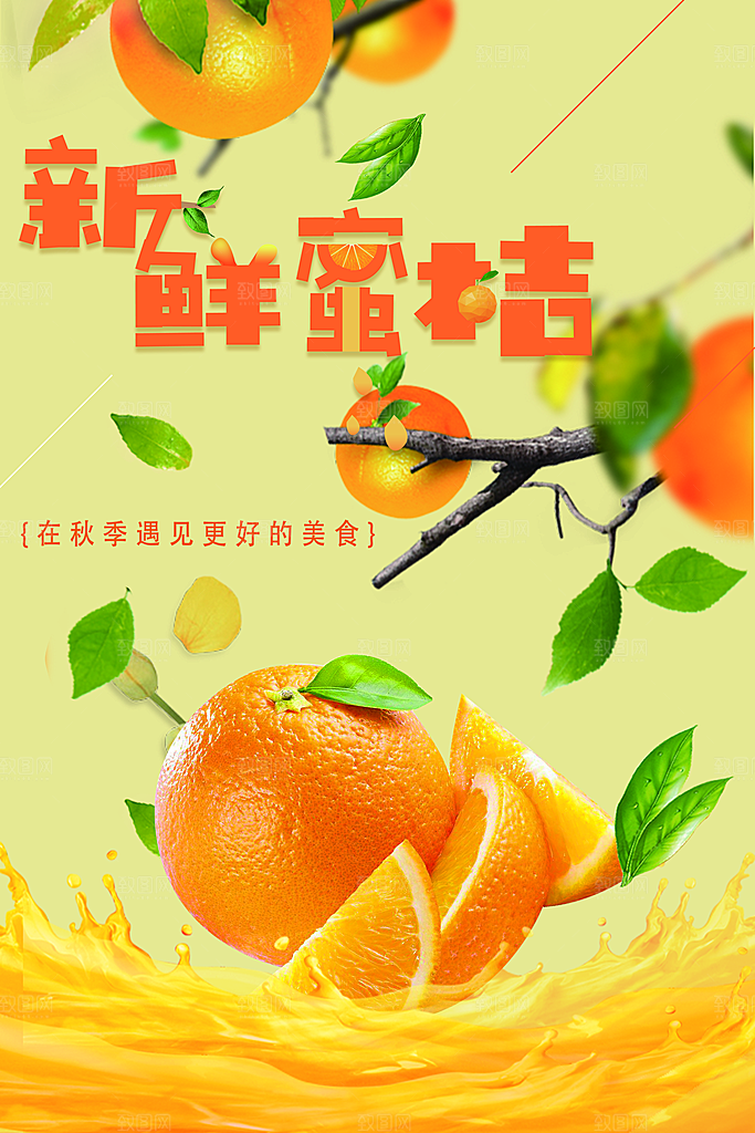 新鲜蜜桔超市海报