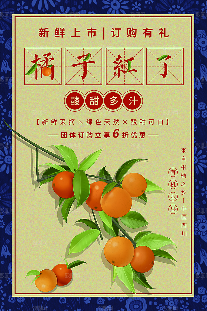 手绘橘子生鲜上市