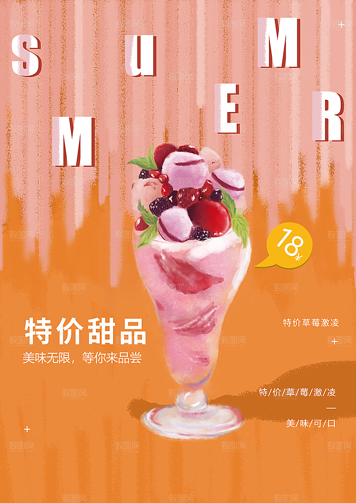 美味可口草莓冰淇淋