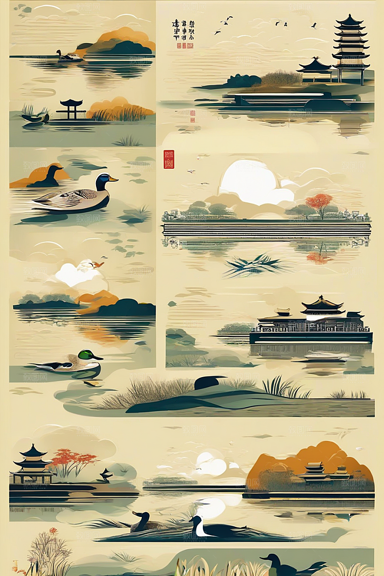 绘画艺术超精细的现代欧洲墨水画