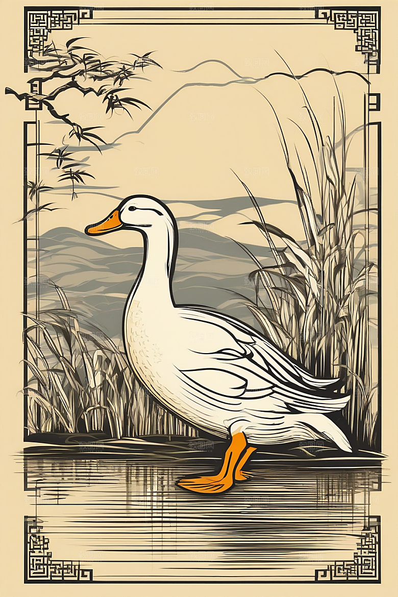 近乎完美的绘画现代欧洲墨水画