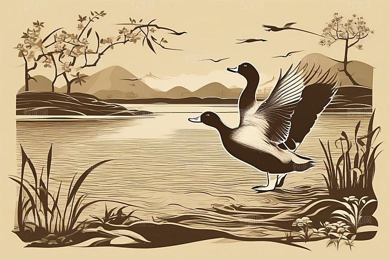 近乎完美的绘画现代欧洲墨水画