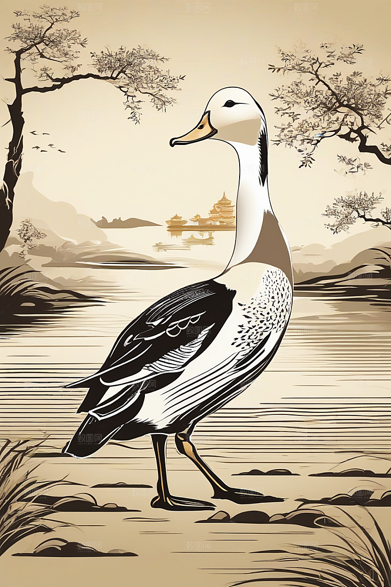 超精细的绘画现代欧洲墨水画