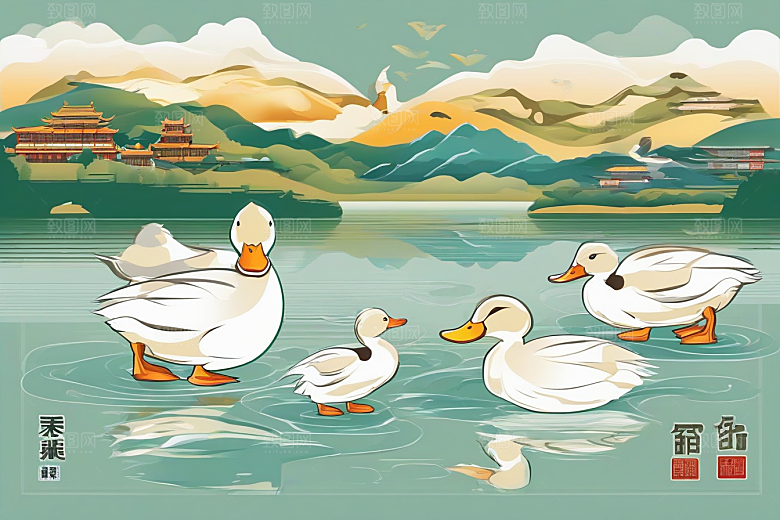 超精细的绘画现代欧洲墨水画