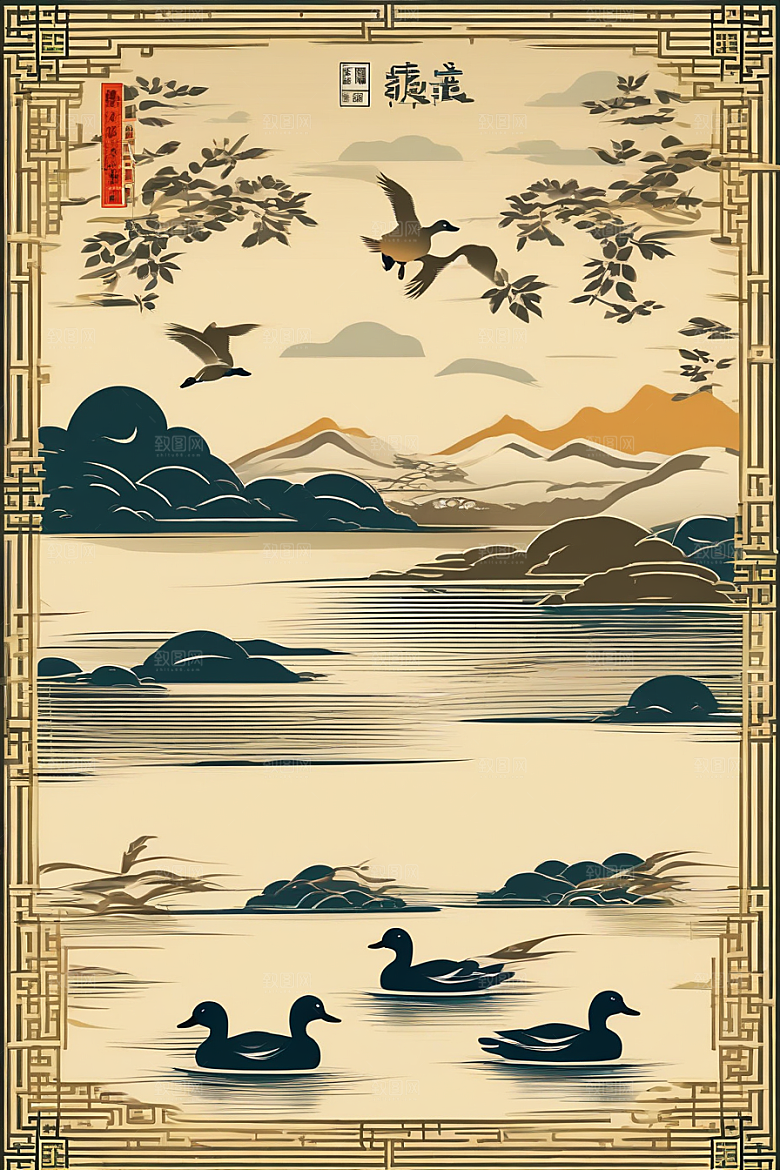 超精细的绘画现代欧洲墨水画