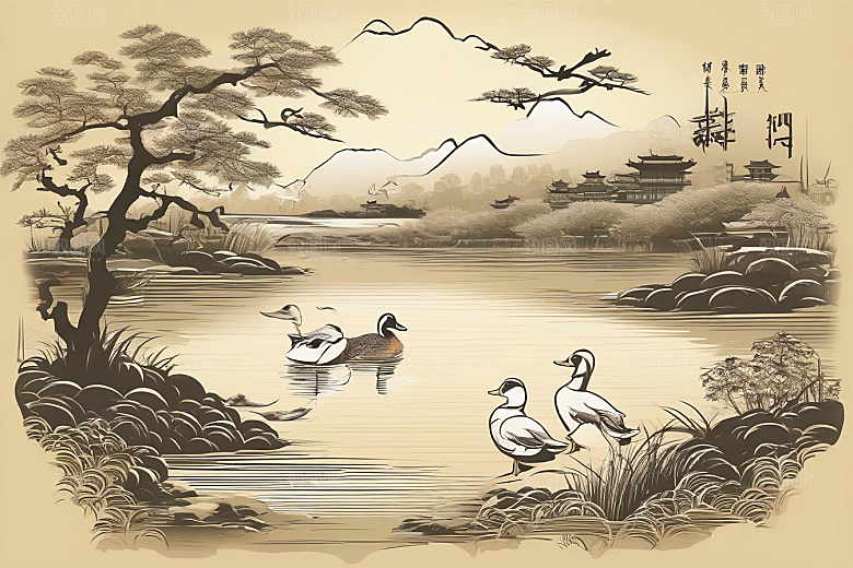 超精细的绘画现代欧洲墨水画