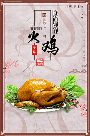 传统美食烤火鸡海报