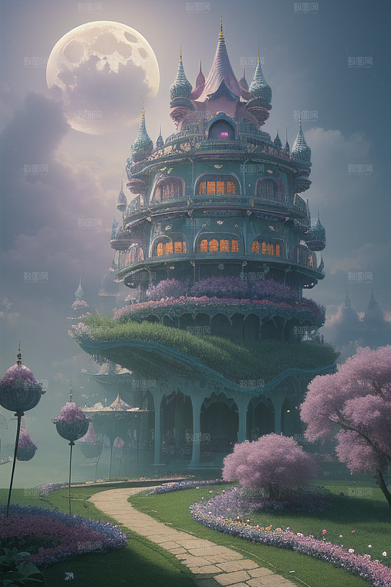 神奇的月亮宫殿如仙境般