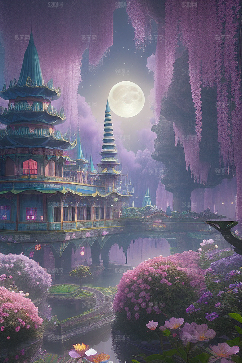 神奇的月亮宫殿如仙境般
