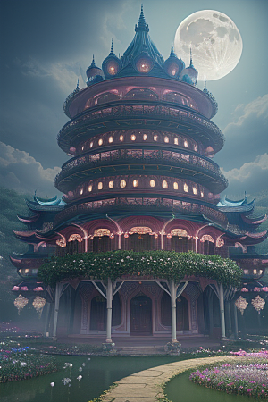 神奇的月亮宫殿如仙境般