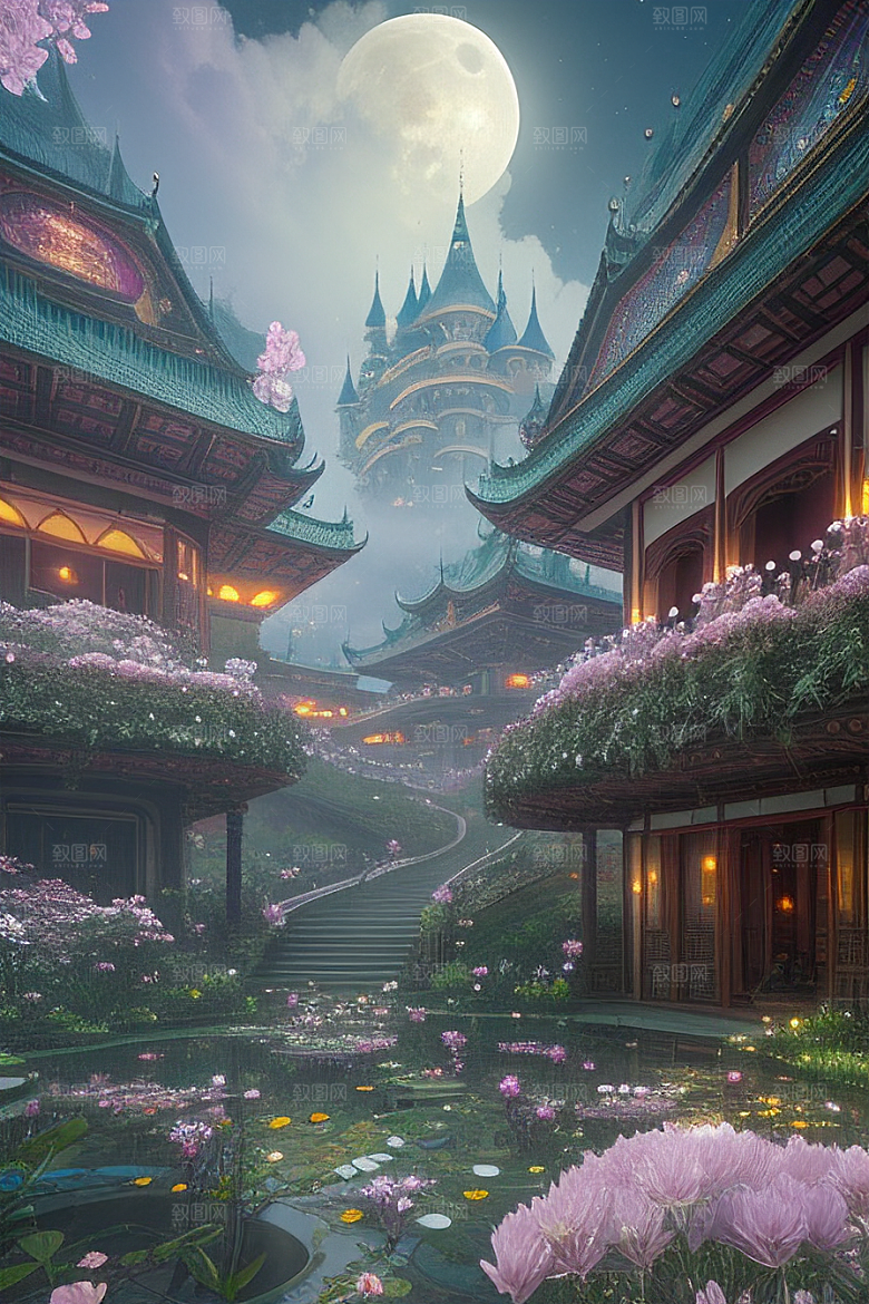 神奇的月亮宫殿如仙境般