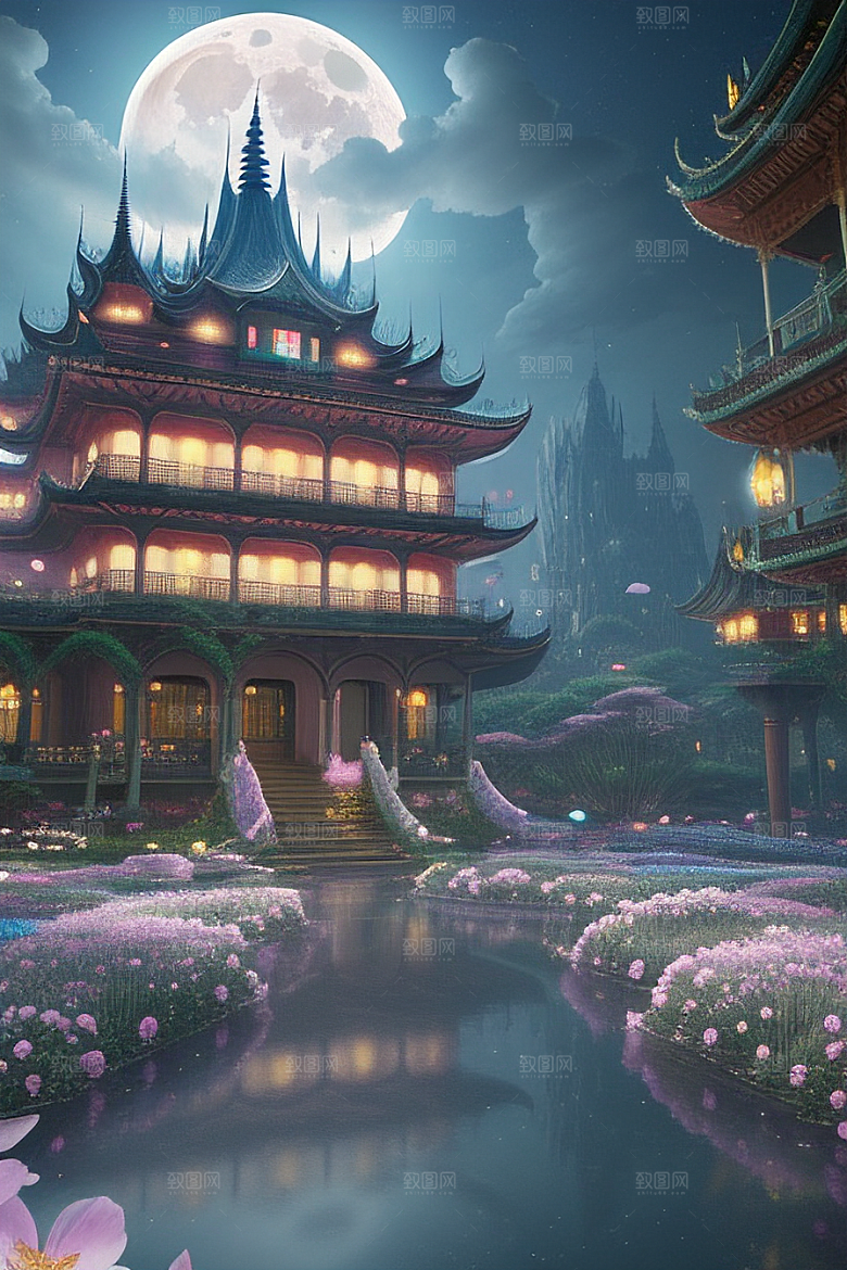 神奇的月亮宫殿如仙境般