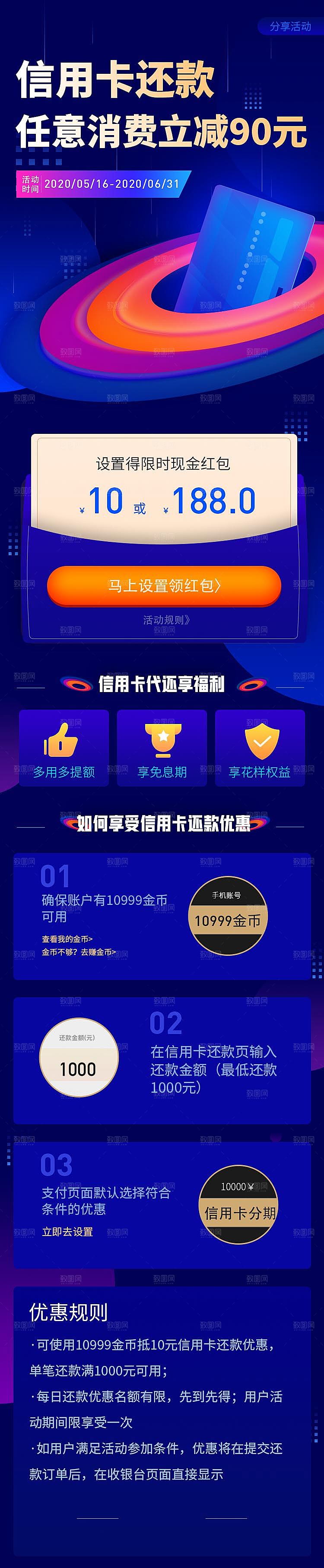 科技风信用卡还款长图海报