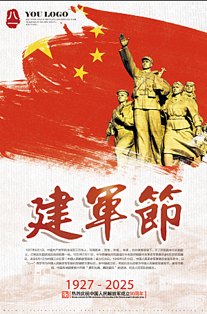 建军节红色党政海报