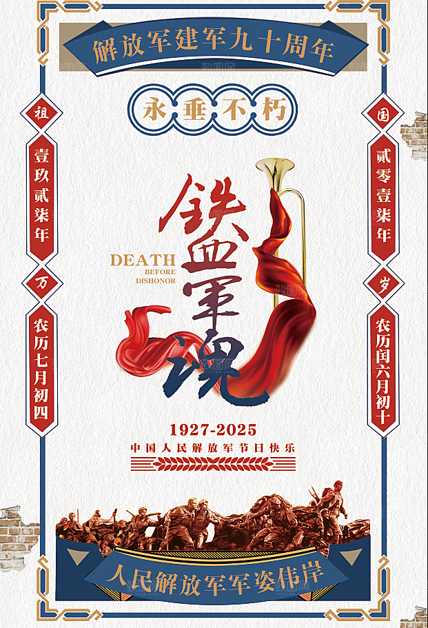 建军节红色党政海报