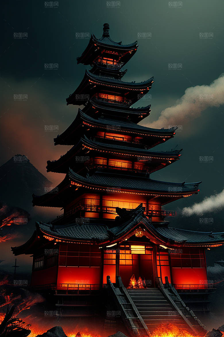 灼烧的恐怖超真实的火焰景象