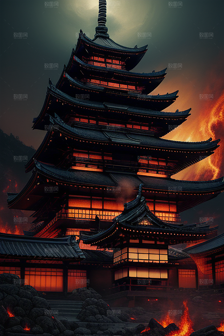 灼烧的恐怖超真实的火焰景象